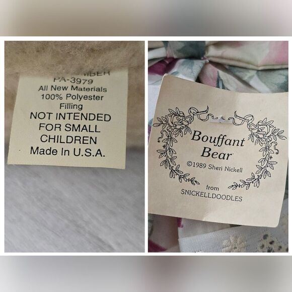 Bouffant bear Potbelly Teddy By Sheri Nickell Vintage 1989 Snickelldoodles NWT - Picture 4 of 8